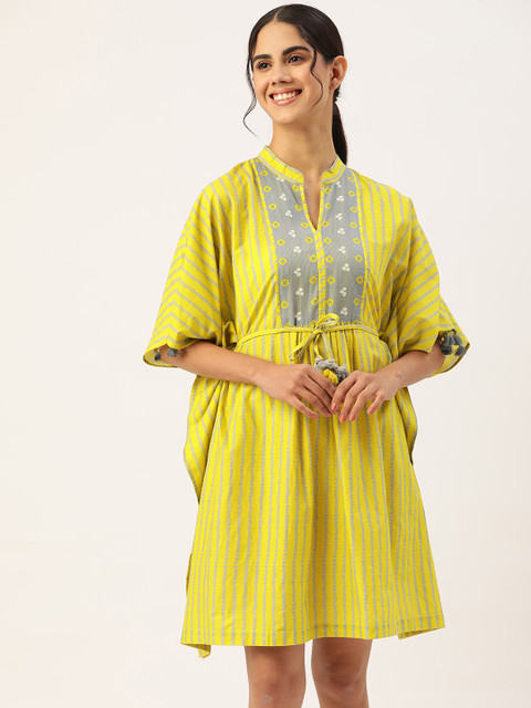 

DREAMSS BY SHILPA SHETTY Lime Green Striped Kaftan Nightdress