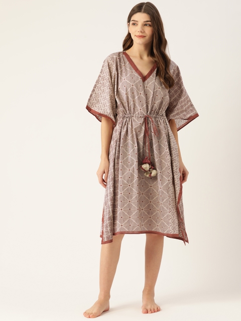 

DREAMSS BY SHILPA SHETTY Maroon Printed Nightdress