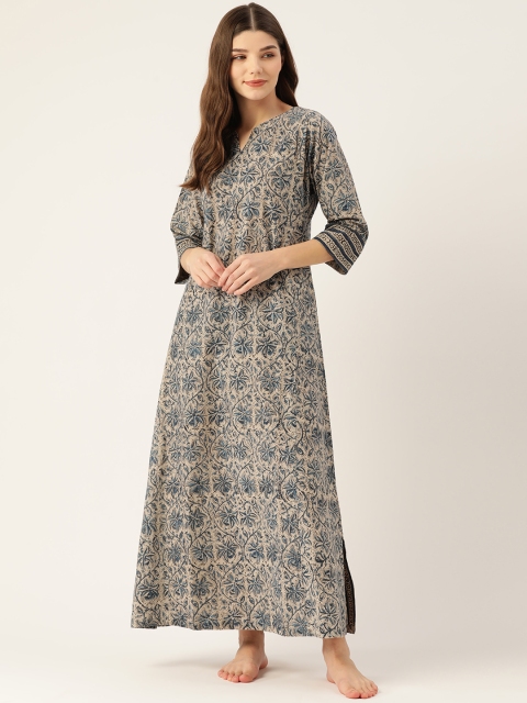 

DREAMSS BY SHILPA SHETTY Blue Printed Maxi Nightdress