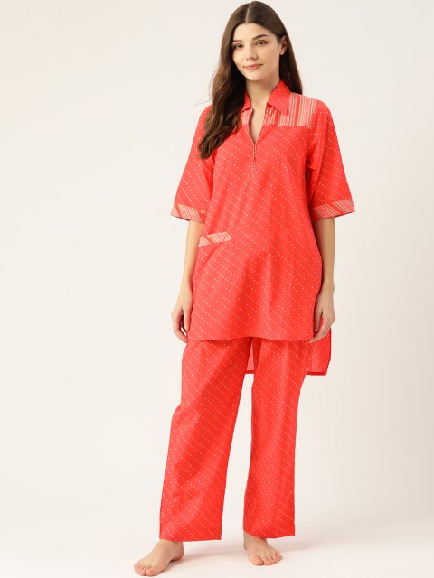 

DREAMSS BY SHILPA SHETTY Women Red Printed Night suit