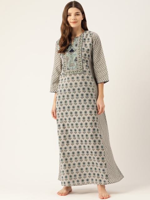 

DREAMSS BY SHILPA SHETTY Grey Printed Maxi Nightdress