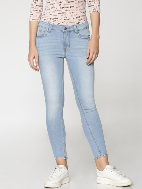 

ONLY Women Blue Skinny Fit Mildly Distressed Light Fade Jeans