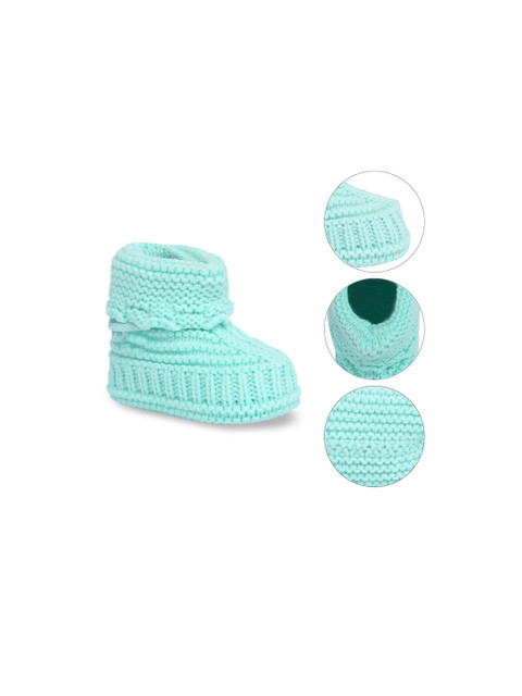 

Butterthief Kids Sea Green Solid Woolen Booties