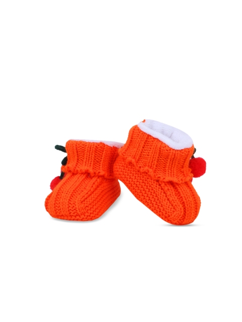 

Butterthief Kids Orange Self Design Woolen Booties