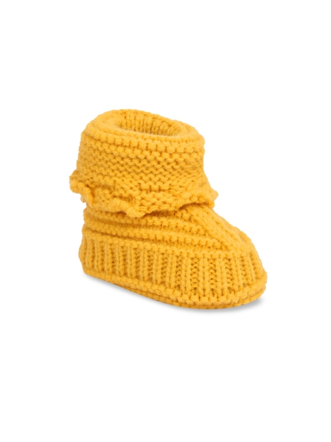 

Butterthief Kids Yellow Self Design Pure Wool Booties