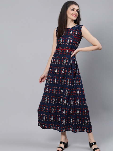 

AASI - HOUSE OF NAYO Navy Blue & Red Maxi Dress