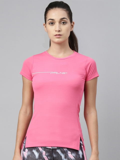 

Proline Women Pink & Off White Brand Logo Printed T-shirt