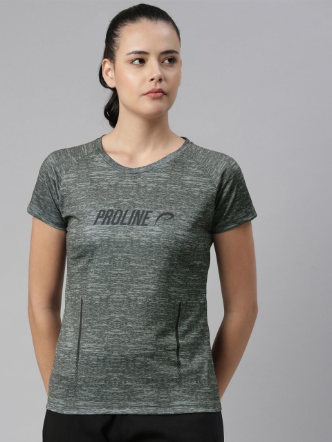 

Proline Women Charcoal Grey Brand Logo Slim Fit T-shirt