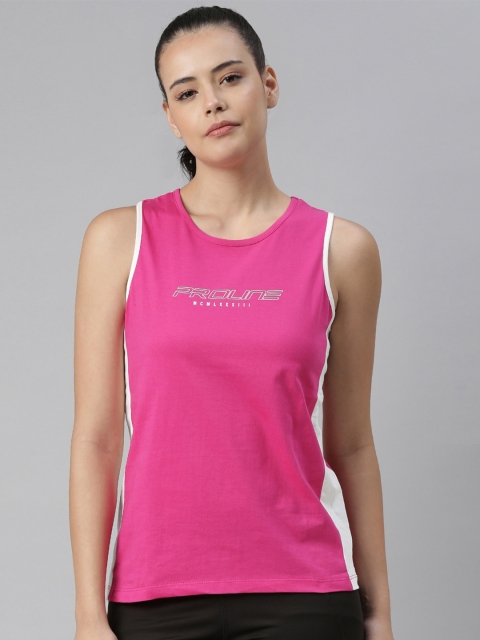 

Proline Women Pink & White Colourblocked T-shirt