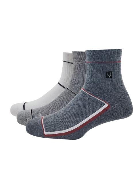 

Allen Solly Men Pack of 3 Patterned Above Ankle Length Socks, Grey melange