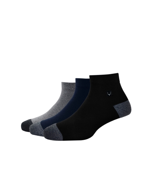 

Allen Solly Men Pack Of 3 Black Patterned Cotton Ankle Length Socks