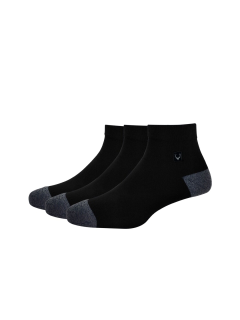 

Allen Solly Men Pack Of 3 Black Solid Cotton Ankle-Length Socks