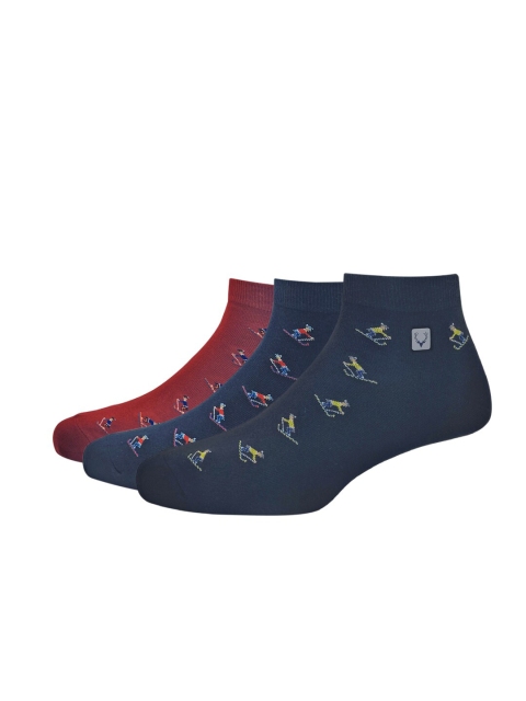 

Allen Solly Men Pack Of 3 Patterned Ankle-Length Socks, Black