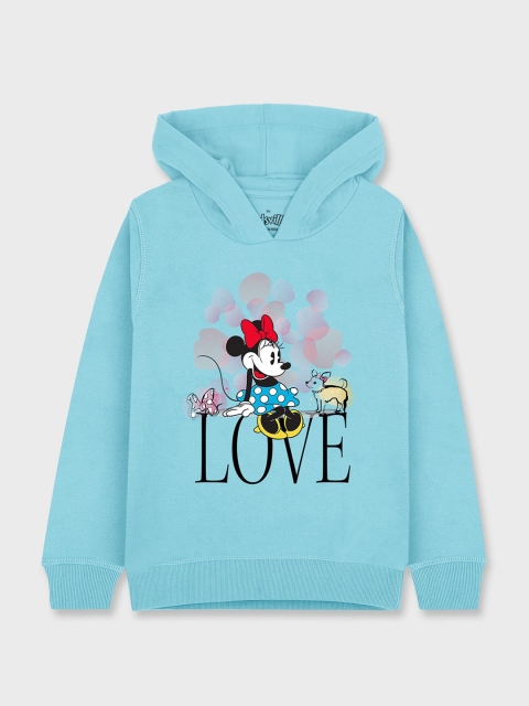 

Kids Ville Mickey & Friends Girls Blue Printed Hooded Sweatshirt