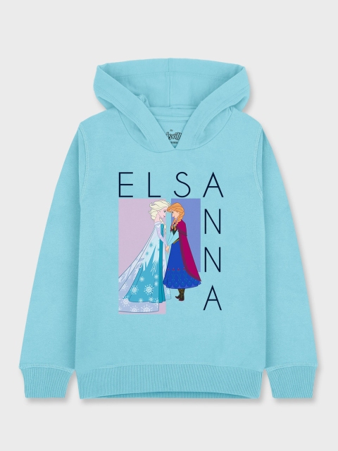 

Kids Ville Frozen Girls Blue Printed Hooded Sweatshirt