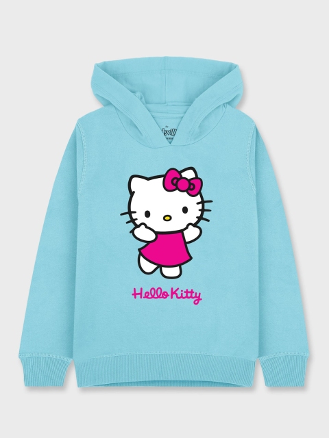 

Kids Ville Girls Blue Hello Kitty Printed Hooded Sweatshirt