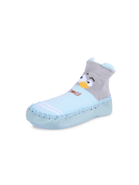 

Butterthief Infant Kids Blue & Grey Printed Cotton Booties