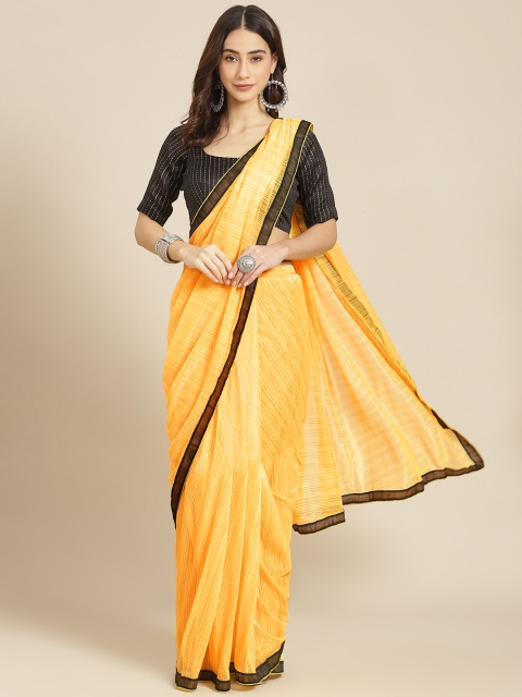 

SUTRAM Yellow Striped Saree