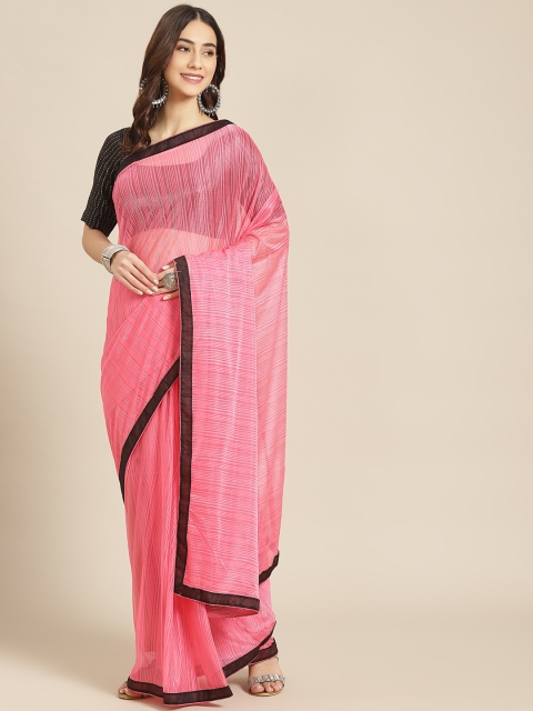 

SUTRAM Pink Striped Saree