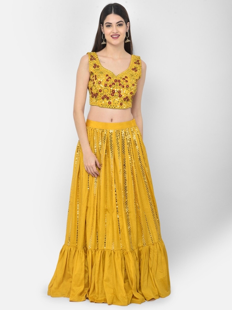

Neerus Women Mustard sequined Lehenga