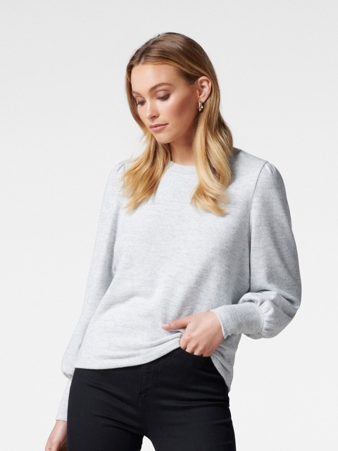 

Forever New Grey Brushed Rib Puff Sleeve Top