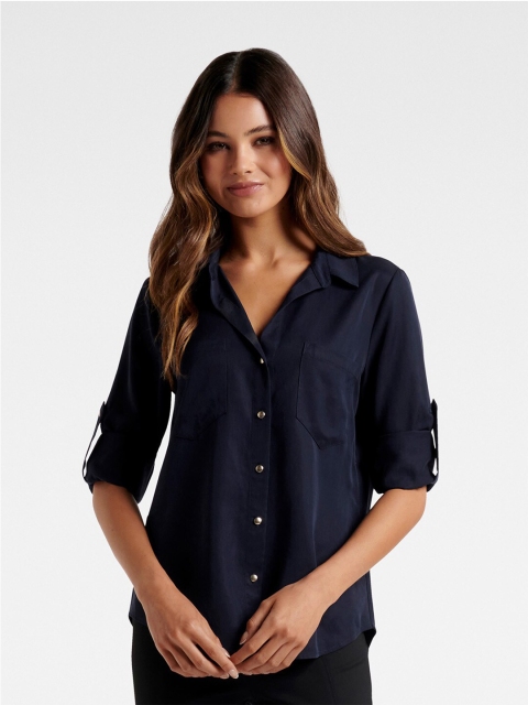 

Forever New Women Navy Blue Casual Shirt