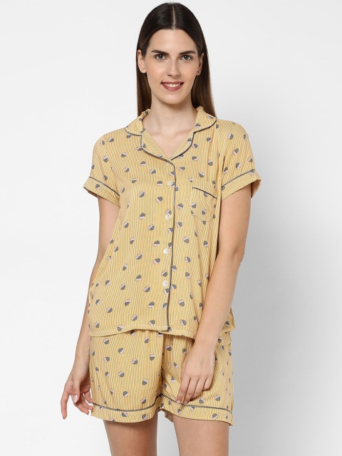 

Sweet Dreams Women Yellow & Grey Printed Night suit