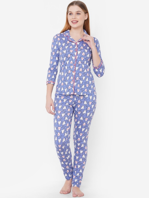 

Sweet Dreams Women Purple & White Printed Night suit