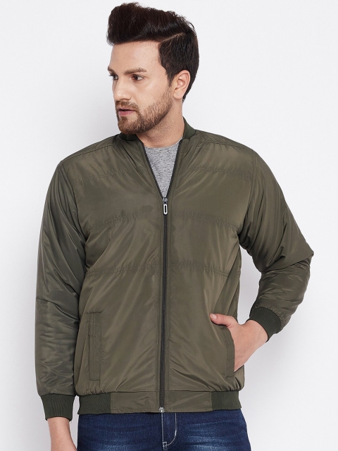 

THE MILLION CLUB Men Olive Green Insulator Bomber Jacket