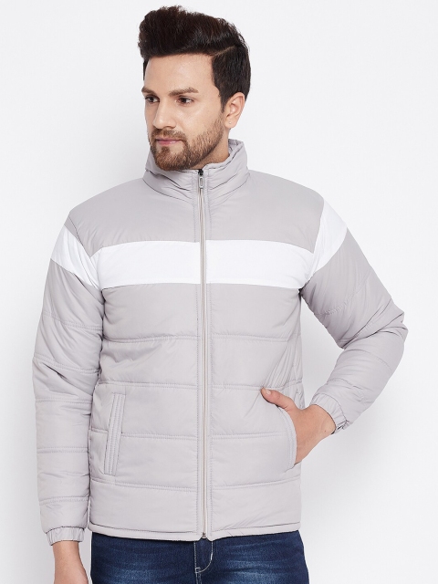 

THE MILLION CLUB Men Grey Striped Insulator Puffer Jacket