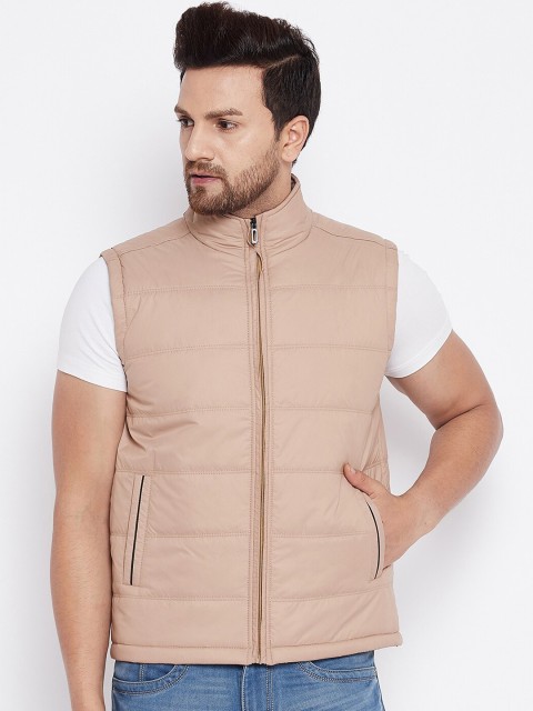 

THE MILLION CLUB Men Beige Colourblocked Insulator Bomber with Patchwork Jacket