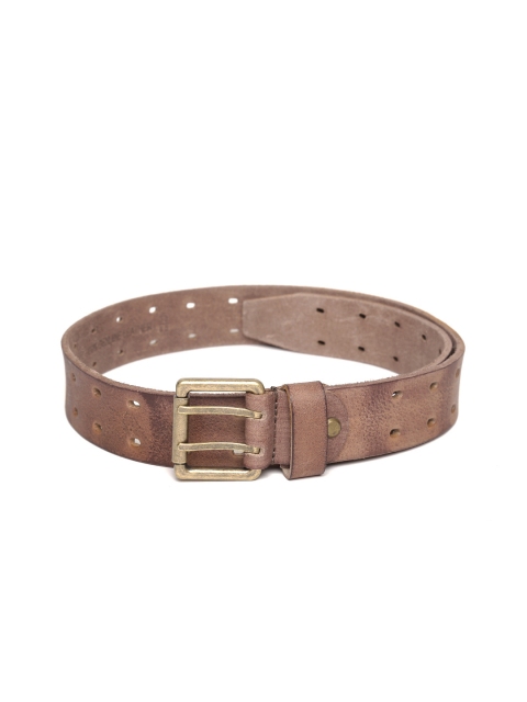 

Roadster Men Brown Perforated Washed Leather Belt
