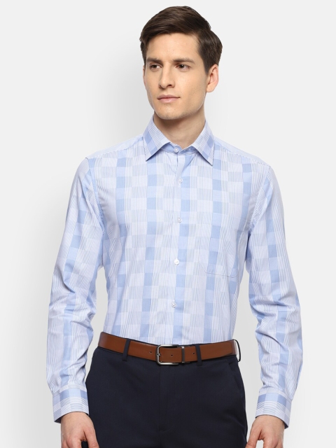 

Louis Philippe Men Blue & White Checked Formal Shirt