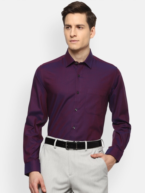 

Louis Philippe Men Purple Textured Slim Fit Pure Cotton Formal Shirt