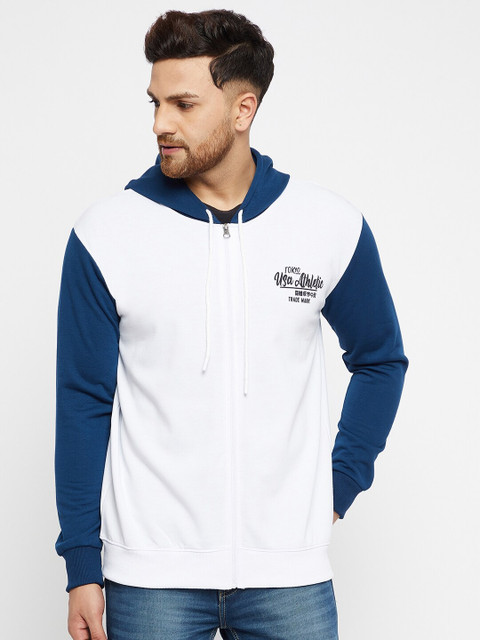

THE MILLION CLUB Men White & Blue Colourblocked Sweatshirt