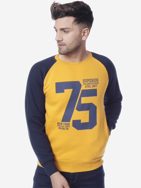 

THE MILLION CLUB Men Mustard Printed Sweatshirt