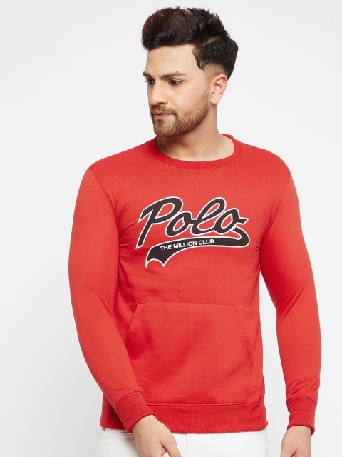 

THE MILLION CLUB Men Orange Printed Sweatshirt