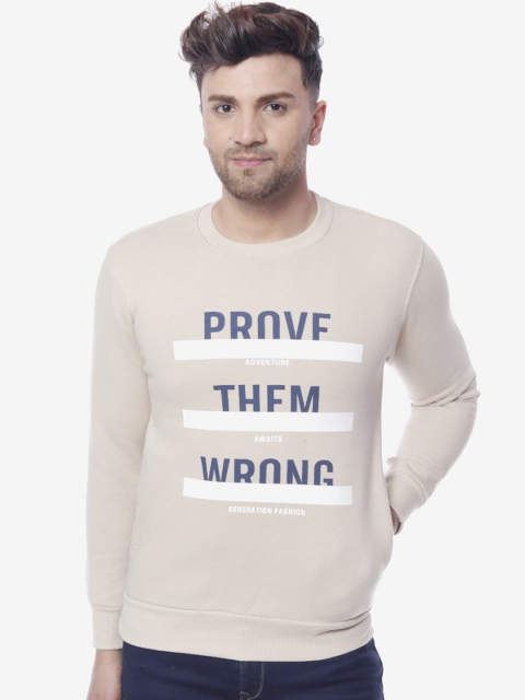 

THE MILLION CLUB Men Cream-Coloured Printed Sweatshirt