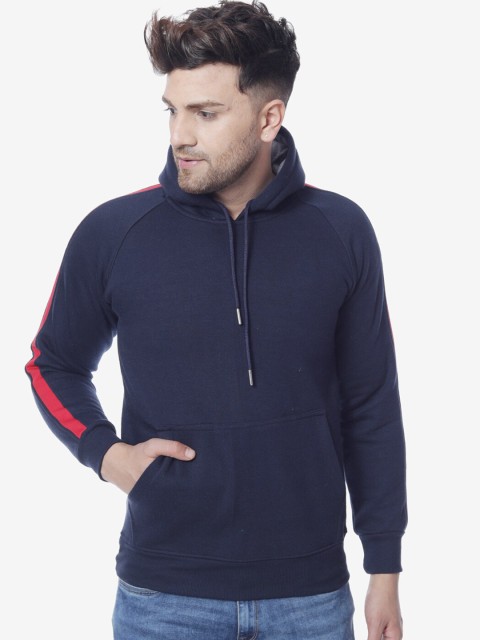 

THE MILLION CLUB Men Navy Blue Solid Hooded Sweatshirt