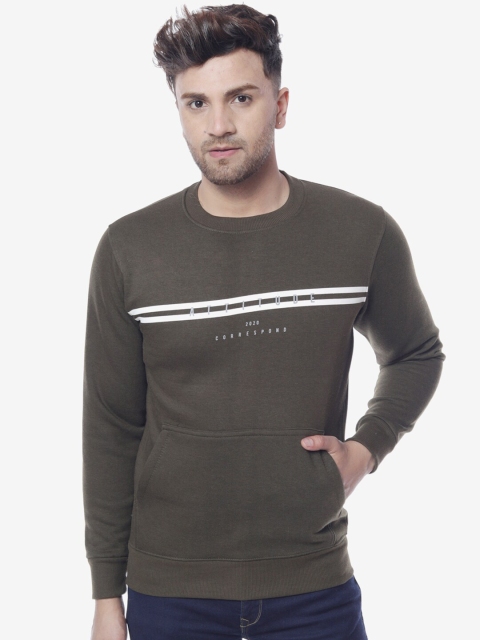 

THE MILLION CLUB Men Olive Green Printed Sweatshirt
