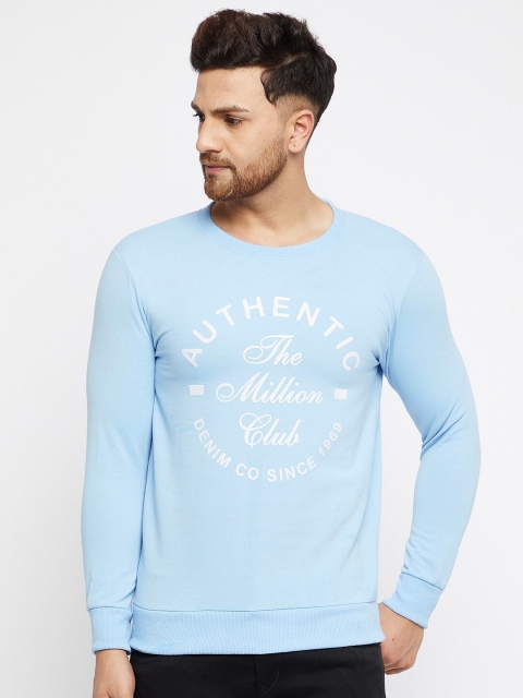 

THE MILLION CLUB Men Blue Printed Sweatshirt