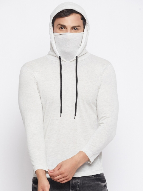 

THE MILLION CLUB Men White T-shirt With Attached Mask