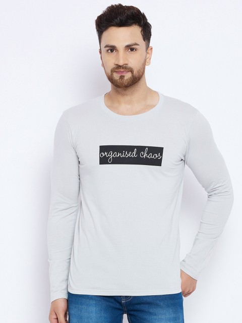 

THE MILLION CLUB Men Grey Typography Printed T-shirt