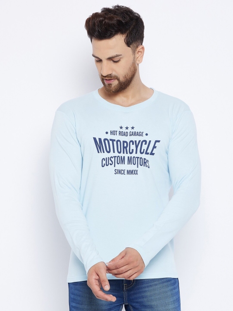 

THE MILLION CLUB Men Turquoise Blue Typography Printed T-shirt