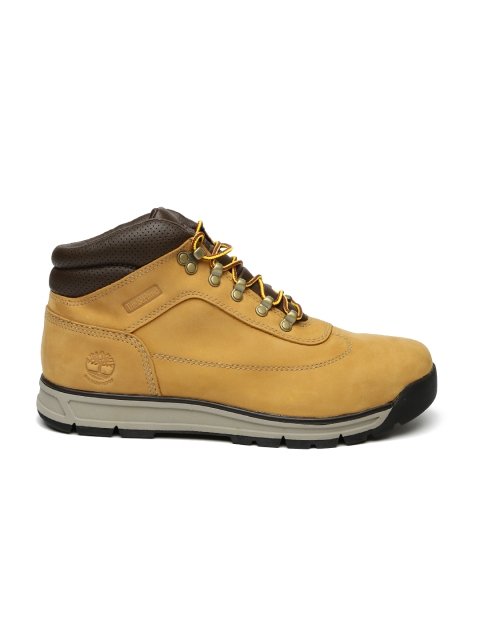 

Timberland Men Tan Solid Mid-Top Suede Sneakers