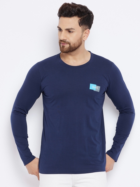 

THE MILLION CLUB Men Navy Blue Solid Round Neck T-shirt