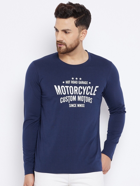 

THE MILLION CLUB Men Navy Blue & White Typography Printed T-shirt