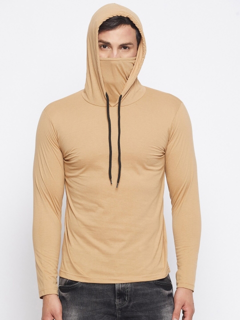 

THE MILLION CLUB Men Beige Slim Fit T-shirt with Detachble Mask