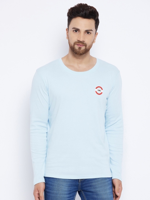 

THE MILLION CLUB Men Turquoise Blue Solid T-shirt