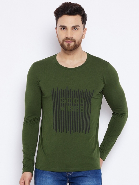 

THE MILLION CLUB Men Olive Green Printed T-shirt